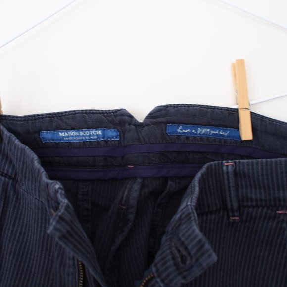 Maison Scotch blue cotton pin stripe straight leg pant 31/32 - Picture 7 of 13